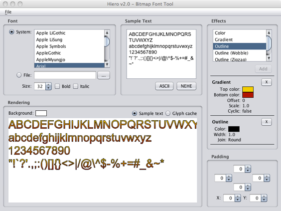 Herramienta Hiero Font Tool